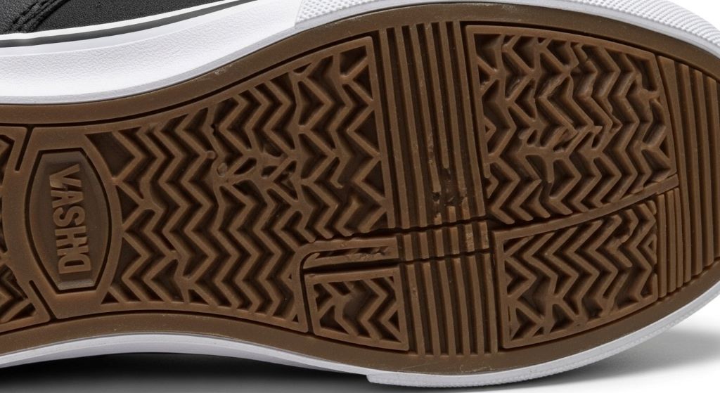Close-up of durable skate shoe sole and construction