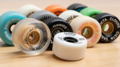 Soft 78A skateboard wheels for smooth cruising on city pavement